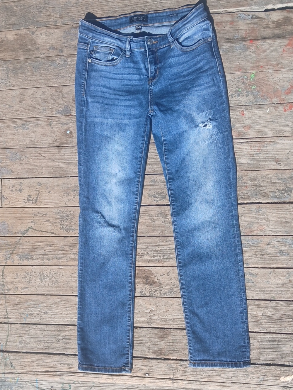 Judy Blue Medium Wash Skinny Jeans with Light Distressing  Whiskers